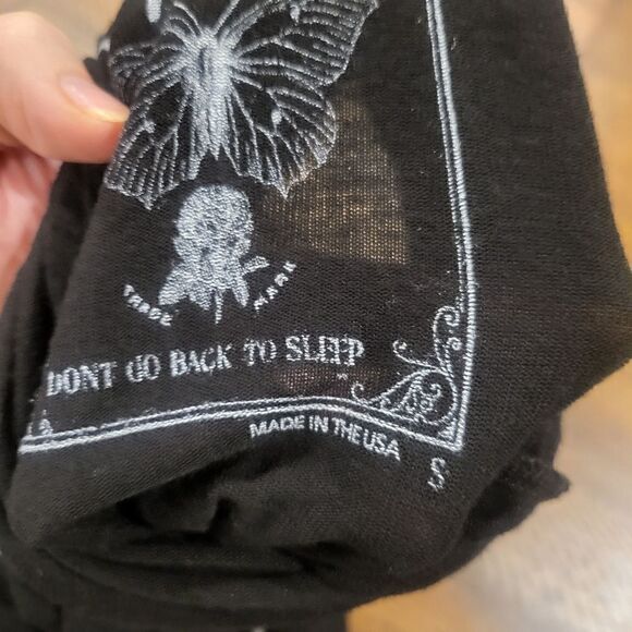 Dolls Kill x Daydream Nation Black flowy top"Support Your Local Girl Gang" Small - Picture 4 of 5